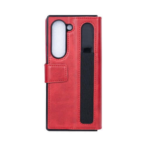 Rixus Wallet-Hülle mit Stifthalter für Samsung Galaxy Z Fold6 – Rot