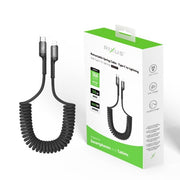 Rixus RXUC17L intrekbare USB-C naar Lightning spiraalkabel zwart – verpakking