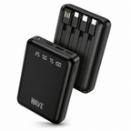 Wave WA-88B Mini Portable Powerbank 4500mAh – 4 Geïntegreerde Kabels – Zwart - Laad Centrum
