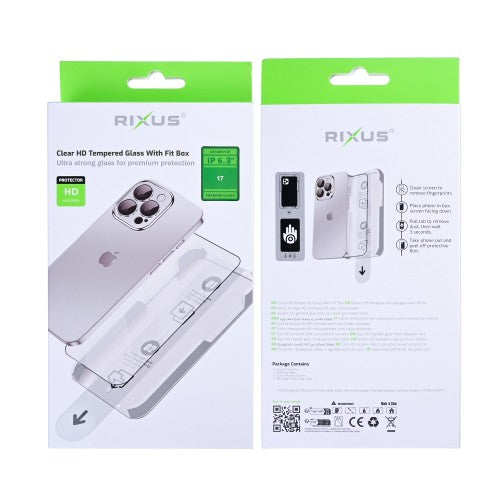 Rixus Clear HD Schutzglas mit Fit Box für iPhone 17