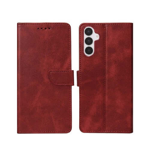 Rixus Bookcase für Samsung Galaxy S25 FE – Dunkelrot