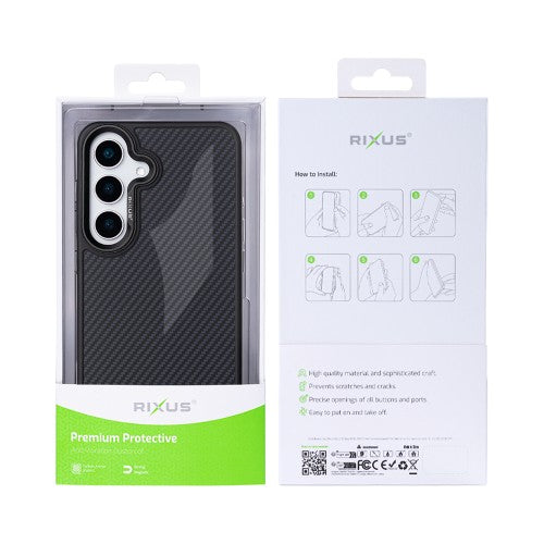 Rixus Mag Carbon Hülle für Samsung Galaxy S25 Plus – MagSafe-kompatibel, Titanschwarz