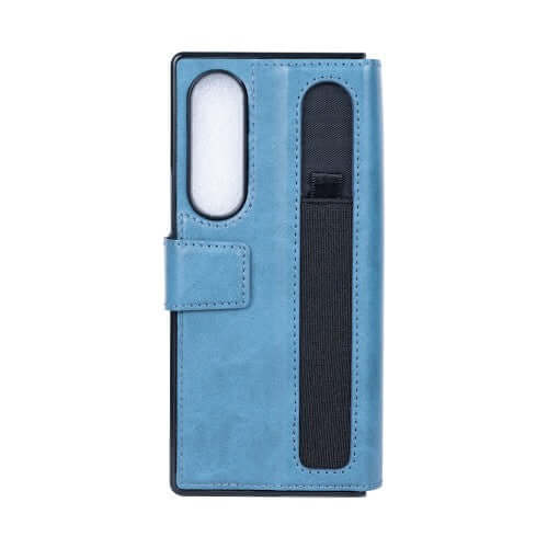 Rixus Wallet-Hülle mit Stifthalter für Samsung Galaxy Z Fold4 – Sierrablau