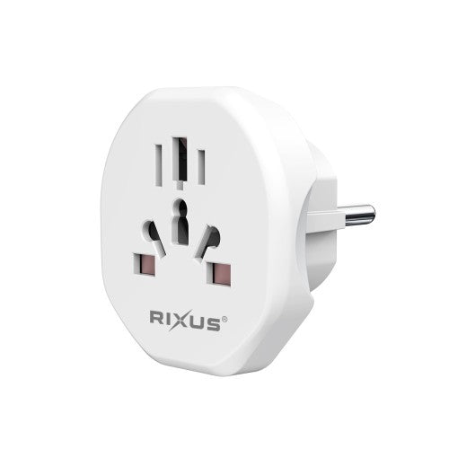 Rixus EU reisadapter wit voor onderweg en dagelijks gebruik, compacte wandadapter van het merk Rixus.