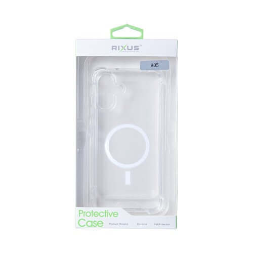Rixus Anti-Burst-Hülle für Samsung Galaxy A05 – MagSafe-kompatibel, Transparent