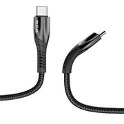 Rixus RXUC37C USB-C naar USB-C kabel 30cm nylon met zwarte gevlochten afwerking