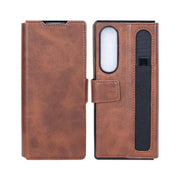 Rixus Wallet-Hülle mit Stifthalter für Samsung Galaxy Z Fold4 – Braun