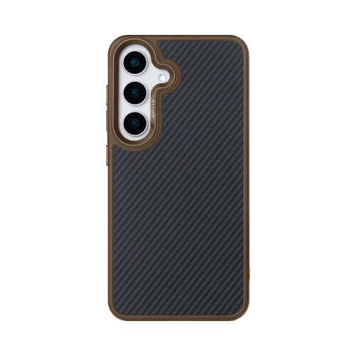 Rixus Mag Carbon Hülle für Samsung Galaxy S25 – MagSafe-kompatibel, Braun