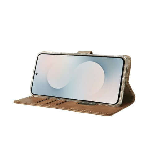 Rixus Bookcase für Samsung Galaxy S25 FE – Hellbraun
