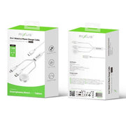 Rixus RXUC33 3-in-1 oplaadkabel voor telefoon en smartwatch verpakking 1,2m 60W in wit