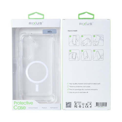 Rixus Anti-Burst-Hülle für Samsung Galaxy A05s – MagSafe-kompatibel, Transparent