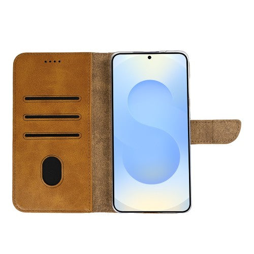 Rixus Bookcase für Samsung Galaxy S25 Edge – Hellbraun