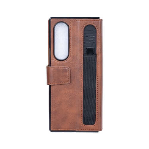 Rixus Wallet-Hülle mit Stifthalter für Samsung Galaxy Z Fold4 – Braun
