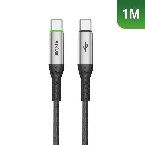 Rixus RXUC22C Auto Disconnect USB-C naar USB-C Kabel 1m 60W – Zwart