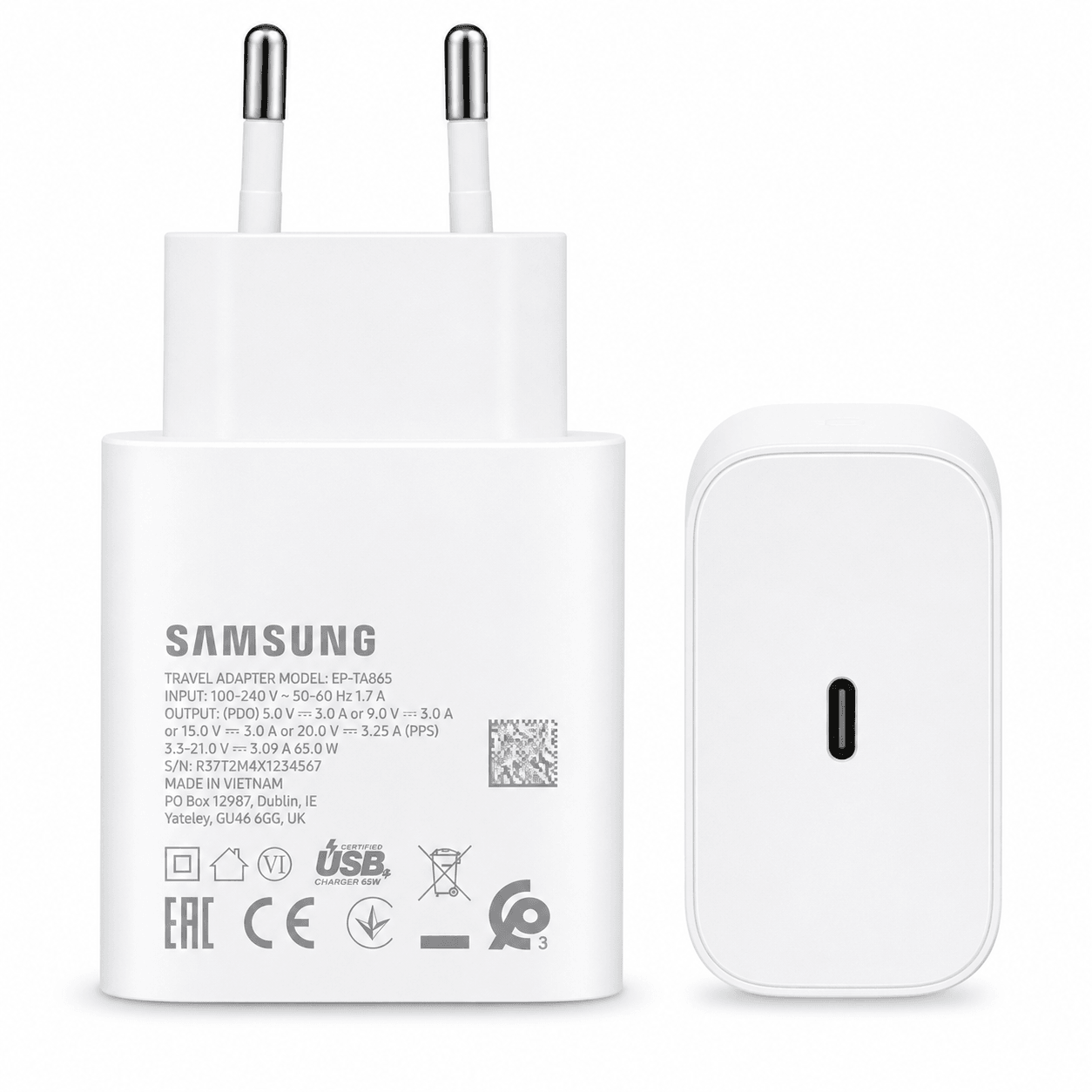 Samsung USB-C Fast Charging Adapter 65W EP-TA865 Bulk – Wit - Laad Centrum