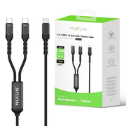Rixus RXUC12 2-in-1 USB-C splitterkabel 140W zwart – verpakking