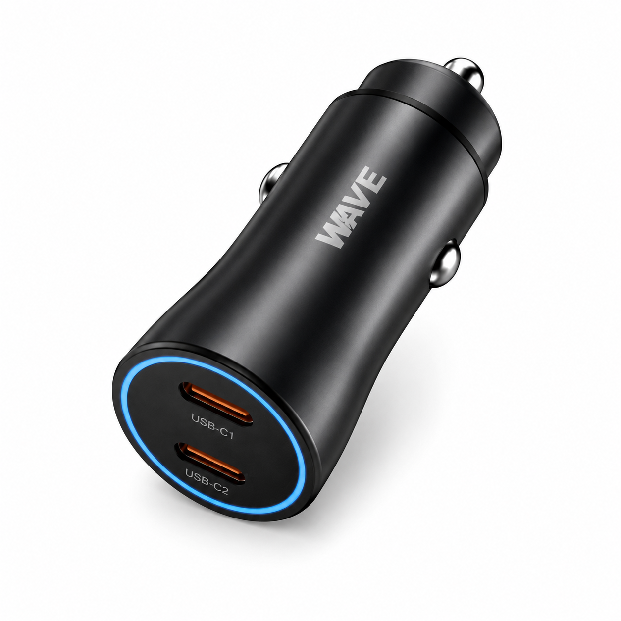 Wave WA-335B Dual USB-C Autolader 40W Zwart | Fast Charge & Power Delivery - Laad Centrum