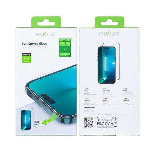 Rixus Clear HD Full Curved Edge Schutzglas für iPhone 17