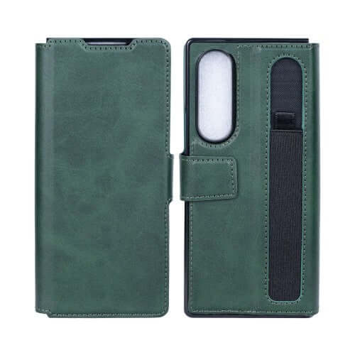 Rixus Wallet-Hülle mit Stifthalter für Samsung Galaxy Z Fold4 – Grün