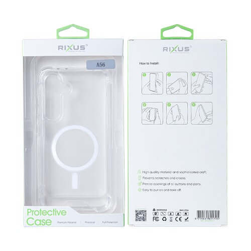 Rixus Anti-Burst Hülle für Samsung Galaxy A56 – MagSafe-kompatibel, Transparent