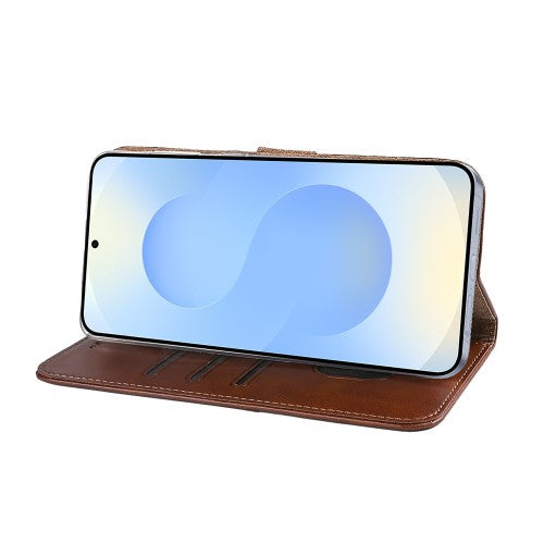 Rixus Bookcase für Samsung Galaxy S25 Edge – Braun