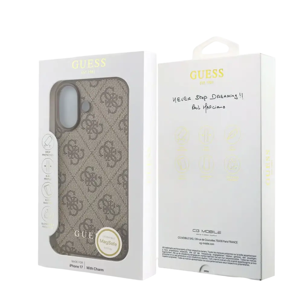 Guess 4G Charm MagSafe Hoesje voor iPhone 17 – Bruin - Telefoonhoesje