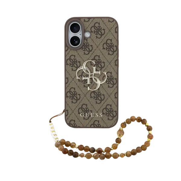 Guess 4G Metal Logo Hoesje met polskoord – iPhone 17 Bruin - Back cover