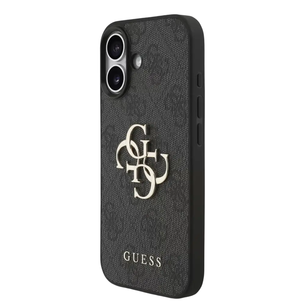 Guess 4G Metal Logo Hoesje met polskoord – iPhone 17 Zwart - Back cover