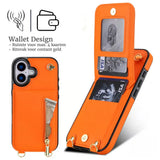 Guess Fashion hoesje met koord – iPhone 17 Oranje - Portemonneehoesje