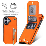 Guess Fashion hoesje met koord – iPhone 17 Oranje - Portemonneehoesje