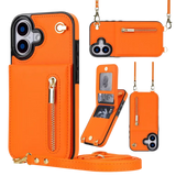 Guess Fashion hoesje met koord – iPhone 17 Oranje - Portemonneehoesje