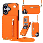 Guess Fashion hoesje met koord – iPhone 17 Oranje - Portemonneehoesje