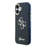 Guess IML 4G Script Metal Logo Hoesje – iPhone 17 Blauw - Back cover