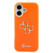 Guess IML 4G Script Metal Logo Hoesje – iPhone 17 Oranje - Back cover