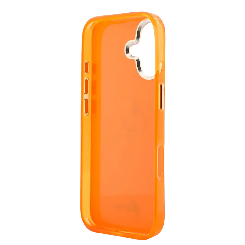 Guess IML 4G Script Metal Logo Hoesje – iPhone 17 Oranje - Back cover