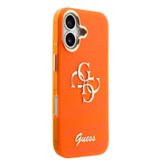 Guess IML 4G Script Metal Logo Hoesje – iPhone 17 Oranje - Back cover
