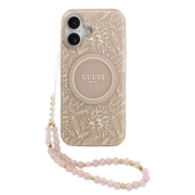 Guess IML Flowers Allover Hoesje met MagSafe en koord – iPhone 17 Roze - Back cover draagkoord