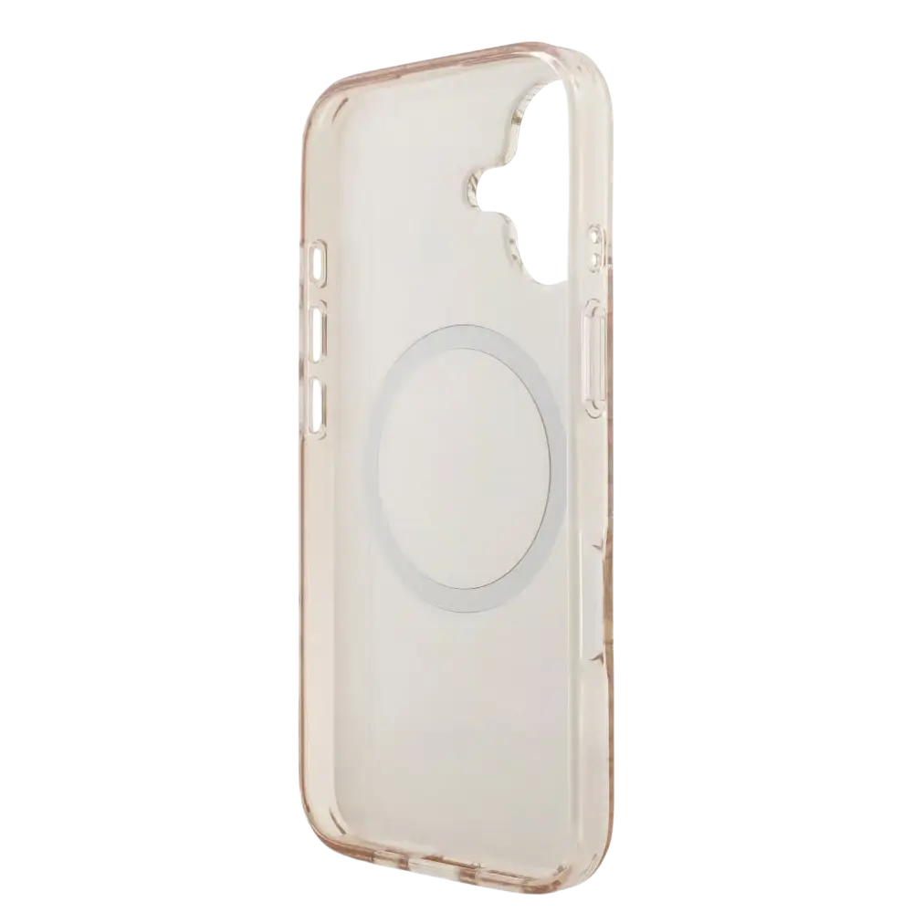 Guess IML Flowers Allover Hoesje met MagSafe en koord – iPhone 17 Roze - Back cover draagkoord
