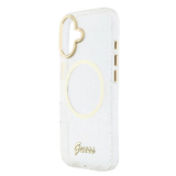 Guess IML Glitter Script Strap MagSafe Hoesje – iPhone 17 Transparant - Back cover met draagkoord