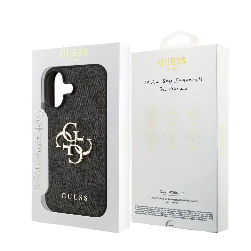 Guess PU 4G Metal Logo Hoesje voor iPhone 17 – Grijs - Telefoonhoesje