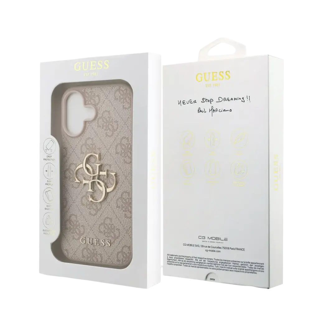 Guess PU 4G Metal Logo Hoesje voor iPhone 17 – Roze - Telefoonhoesje