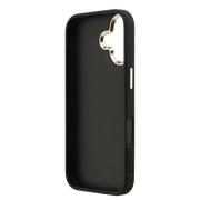 Guess PU Fixed Glitter 4G Metal Frame Hoesje – iPhone 17 Zwart - Back cover
