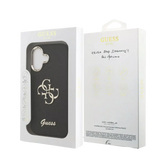 Guess PU Fixed Glitter 4G Metal Frame Hoesje – iPhone 17 Zwart - Back cover