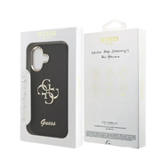 Guess PU Fixed Glitter 4G Metal Frame Hoesje – iPhone 17 Zwart - Back cover