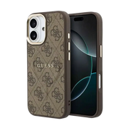 Guess PU Leather 4G Gold Frame MagSafe Hoesje – iPhone 17 Bruin - Back cover