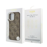 Guess PU Leather 4G Gold Frame MagSafe Hoesje – iPhone 17 Bruin - Back cover