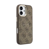 Guess PU Leather 4G Gold Frame MagSafe Hoesje – iPhone 17 Bruin - Back cover