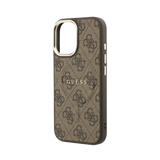 Guess PU Leather 4G Gold Frame MagSafe Hoesje – iPhone 17 Bruin - Back cover