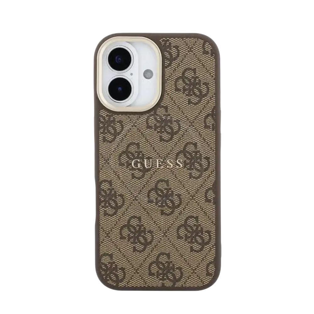 Guess PU Leather 4G Gold Frame MagSafe Hoesje – iPhone 17 Bruin - Back cover