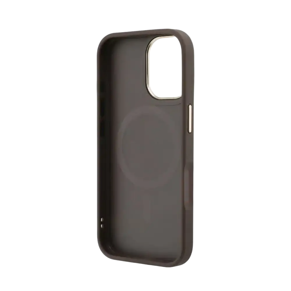 Guess PU Leather 4G Gold Frame MagSafe Hoesje – iPhone 17 Bruin - Back cover
